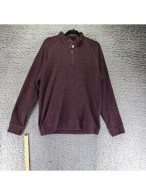 Old Navy Sweater Men Size L Burgundy Red Sweater Fleece Quarter Zip Pullover